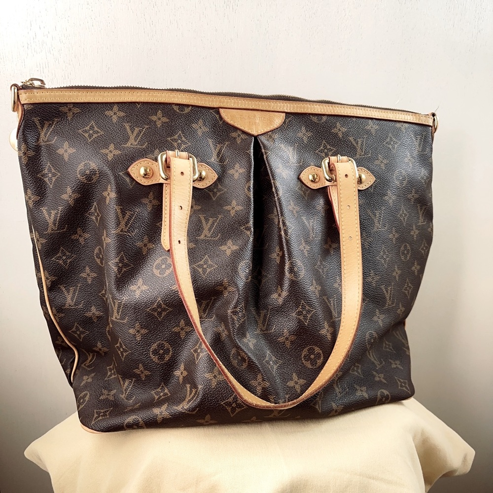 Authentic Louis Vuitton Palermo Gm Leather Cross Body Bag Brown